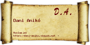 Dani Anikó névjegykártya